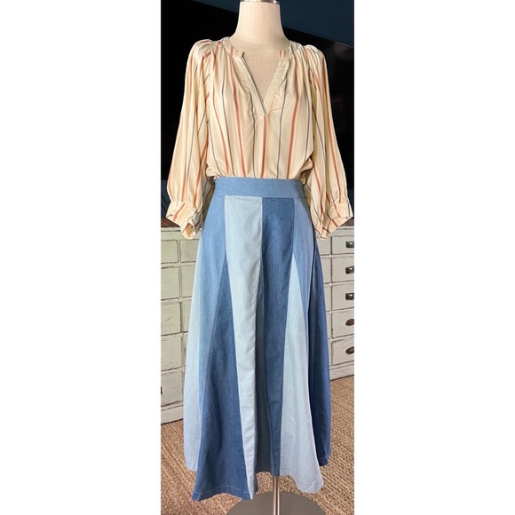 Anthropologie Maeve Striped Bubble Sleeve Blouse S - Picture 4 of 14